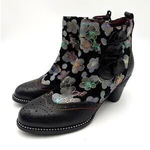 L'Artiste by Spring Step Glynn Wingtip Bootie Women's Black Size US7.5 EU38